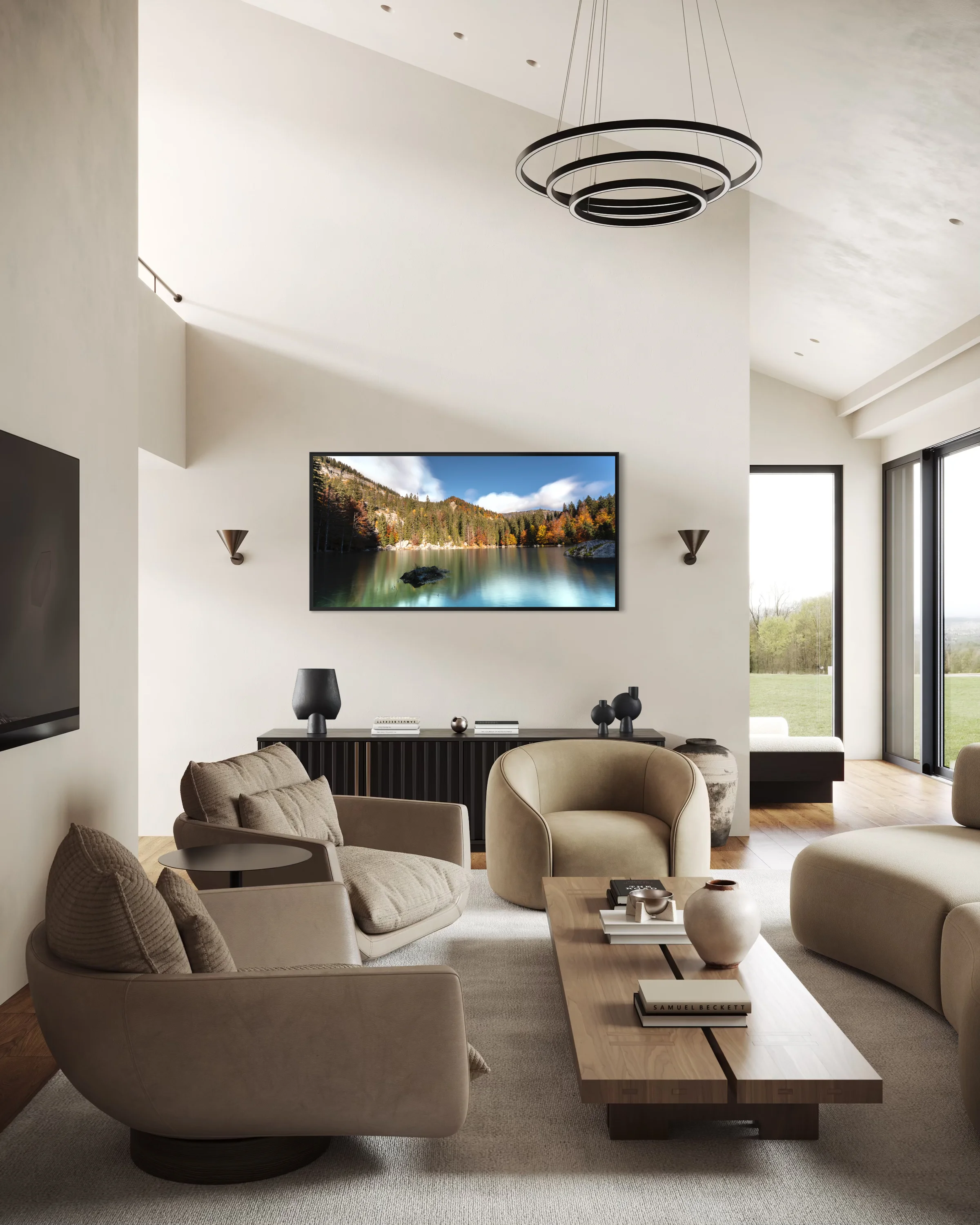 Éclats d'automne sur le lac vert — Mise en situation