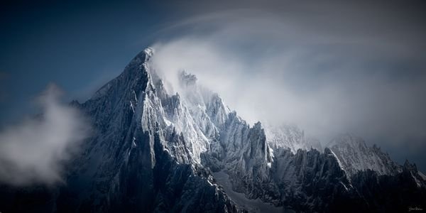 Tempête sur l'Aiguille Verte et les Drus — Photographie d'art par Boris Molinier